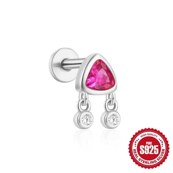 Wholesale 925 Sterling Silver Geometric Ear Bone Stud Earrings For Women With Gem Dripping Oil Opal Electroplated