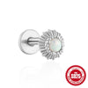 Wholesale 925 Sterling Silver Geometric Ear Bone Stud Earrings For Women With Gem Dripping Oil Opal Electroplated