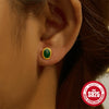 Wholesale 925 Sterling Silver Geometric Ear Bone Stud Earrings For Women With Gem Dripping Oil Opal Electroplated