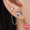 Wholesale 925 Sterling Silver Geometric Ear Stud Earrings With Tassel And Horse Eye Diamond Electroplated For Women