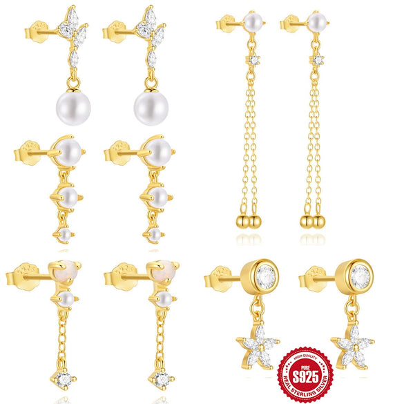 Wholesale 925 Sterling Silver Geometric Earrings Electroplated For Women