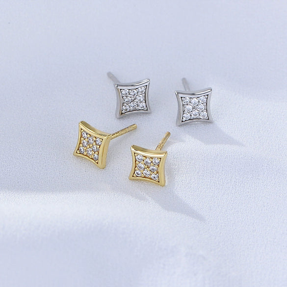 Wholesale Sterling Silver Geometric Earrings For Women Set With Precious Stones