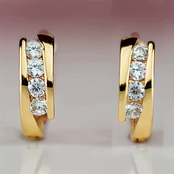 Wholesale 925 Sterling Silver Geometric Earrings Set With Diamonds 18K Gold Plated