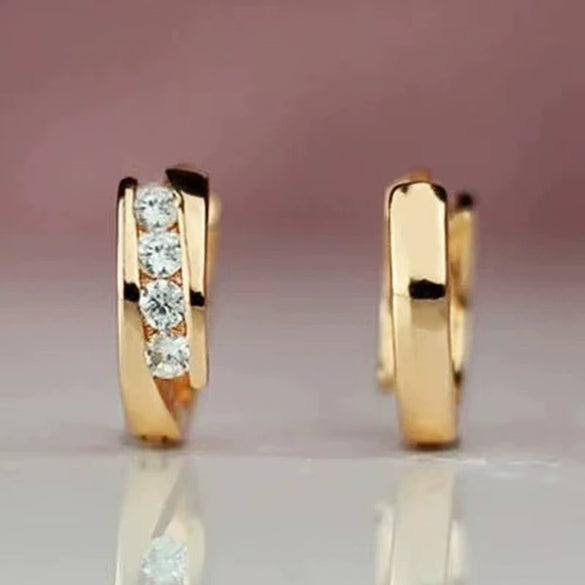 Wholesale 925 Sterling Silver Geometric Earrings Set With Diamonds 18K Gold Plated
