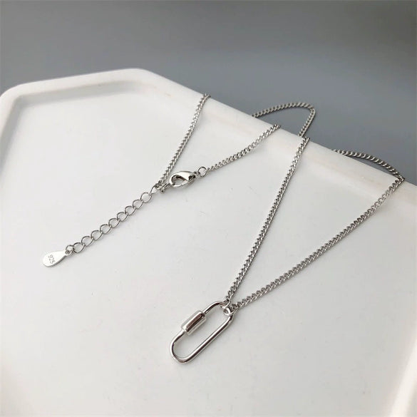 Wholesale 925 Sterling Silver Geometric Electroplated Ochain Necklace For Women
