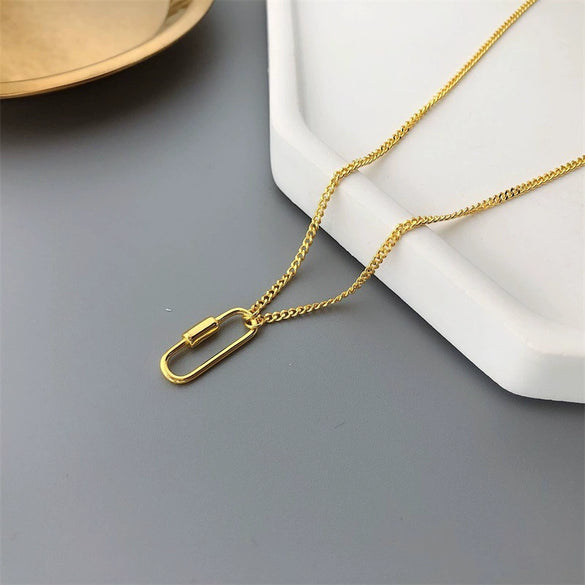 Wholesale 925 Sterling Silver Geometric Electroplated Ochain Necklace For Women