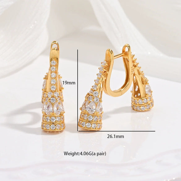 Wholesale 925 Sterling Silver Geometric Flared Ear Buckle Earrings With Zirconia For Women