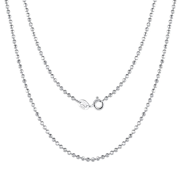 Wholesale 925 Sterling Silver Geometric Flash Bead Chain Necklace Unisex Electroplated