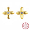 Wholesale 925 Sterling Silver Geometric Flower Four Leaf Clover Earrings Electroplated For Women