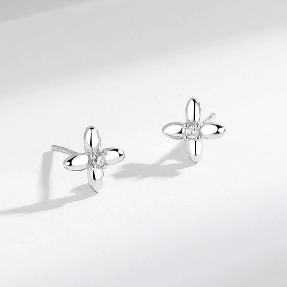 Wholesale 925 Sterling Silver Geometric Flower Four Leaf Clover Earrings Electroplated For Women