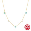 Wholesale 925 Sterling Silver Geometric Flower Turquoise Stacked O Word Chain Necklace With Zirconia Design