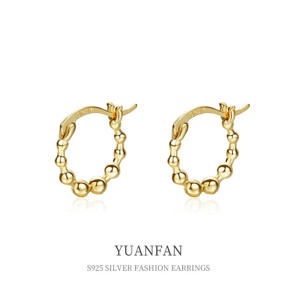 Wholesale 925 Sterling Silver Geometric French Vintage Beaded Women's Earrings With Electroplating