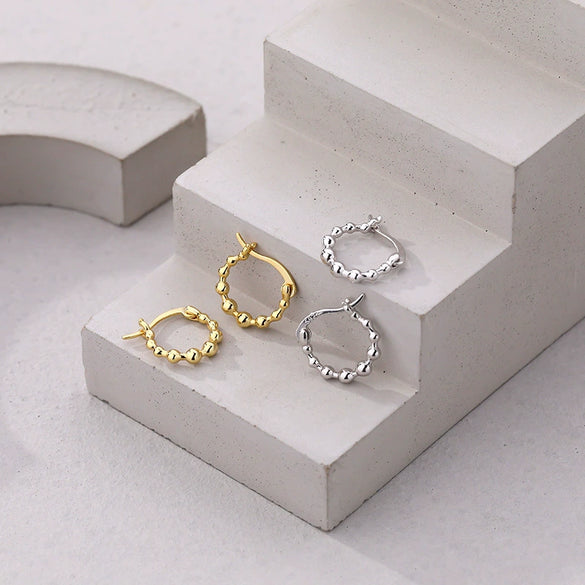 Wholesale 925 Sterling Silver Geometric French Vintage Beaded Women's Earrings With Electroplating