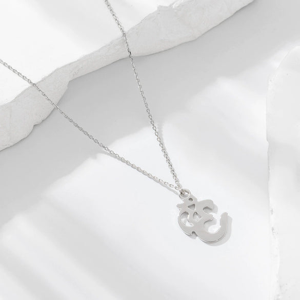 Wholesale 925 Sterling Silver Geometric Hollow Aum Symbol Pendant Necklace For Women