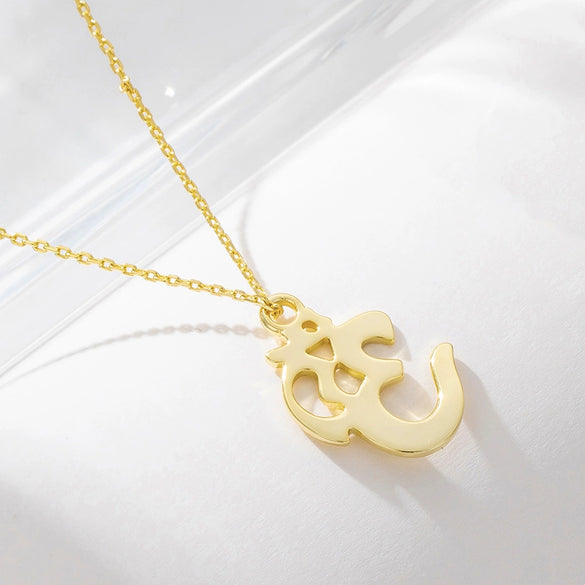Wholesale 925 Sterling Silver Geometric Hollow Aum Symbol Pendant Necklace For Women