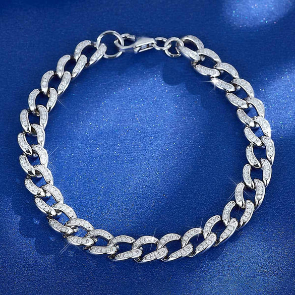 Wholesale 925 Sterling Silver Geometric Hollow Chain Bracelet With Diamond Design Hip Hop Punk Retro Style Unisex