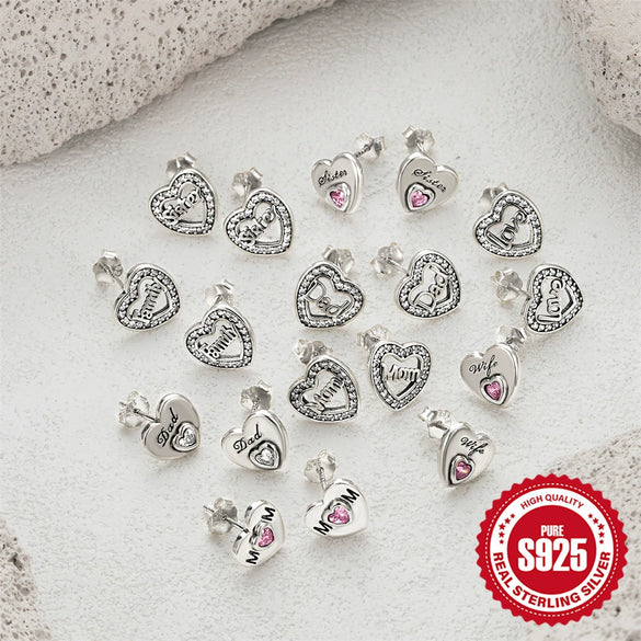 Wholesale 925 Sterling Silver Geometric Letter Stud Earrings For Women With Electroplating Retro Style