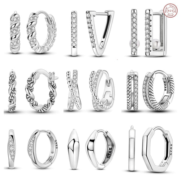 Wholesale 925 Sterling Silver Geometric Linear Snake Bone Pattern Hoop Earrings For Women