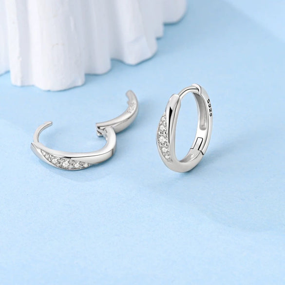 Wholesale 925 Sterling Silver Geometric Linear Snake Bone Pattern Hoop Earrings For Women