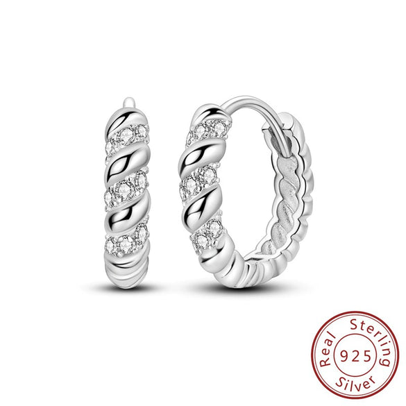 Wholesale 925 Sterling Silver Geometric Linear Snake Bone Pattern Hoop Earrings For Women
