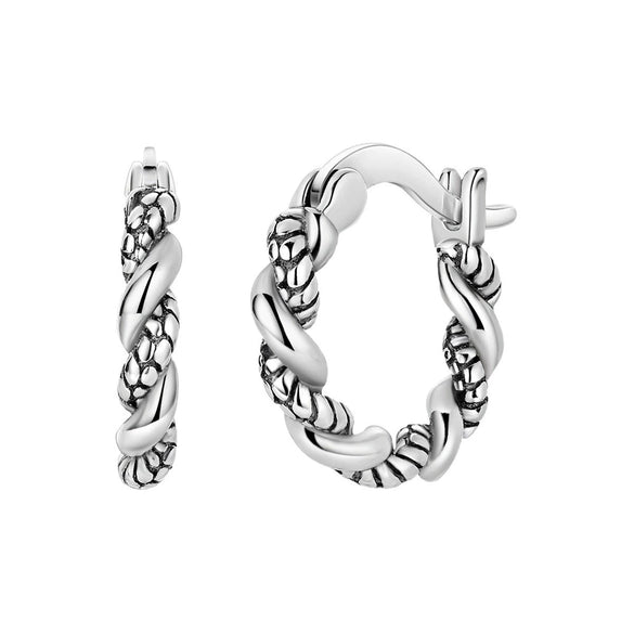 Wholesale 925 Sterling Silver Geometric Linear Snake Bone Pattern Hoop Earrings For Women