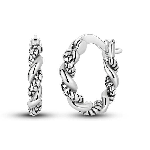 Wholesale 925 Sterling Silver Geometric Linear Snake Bone Pattern Hoop Earrings For Women