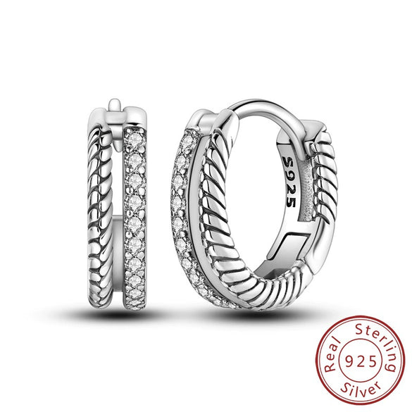 Wholesale 925 Sterling Silver Geometric Linear Snake Bone Pattern Hoop Earrings For Women