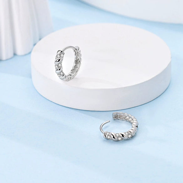 Wholesale 925 Sterling Silver Geometric Linear Snake Bone Pattern Hoop Earrings For Women