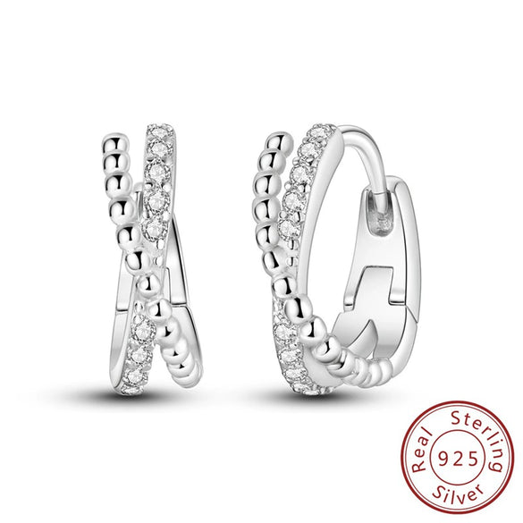 Wholesale 925 Sterling Silver Geometric Linear Snake Bone Pattern Hoop Earrings For Women