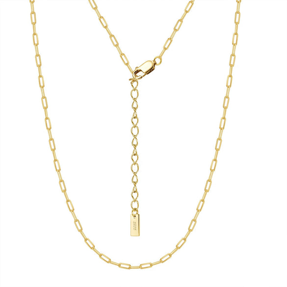 Wholesale 925 Sterling Silver Geometric Minimalist Paper Clip Chain Necklace Electroplated Unisex
