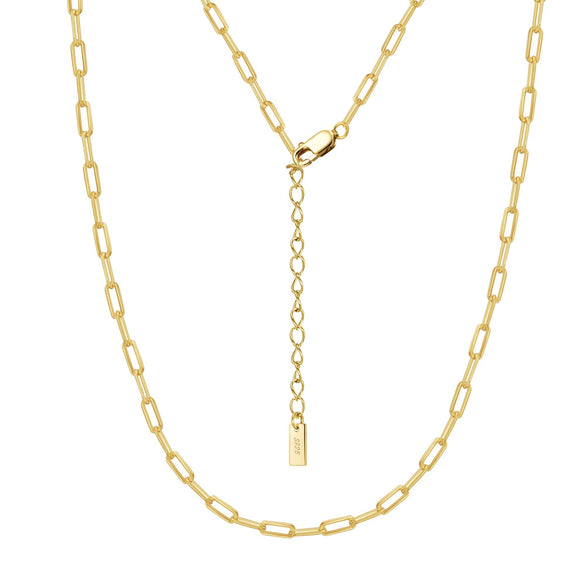 Wholesale 925 Sterling Silver Geometric Minimalist Paper Clip Chain Necklace Electroplated Unisex