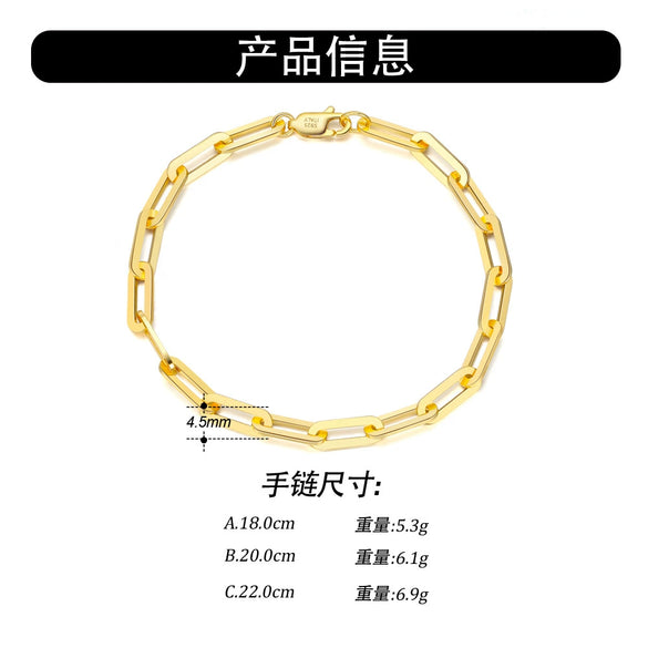 Wholesale 925 Sterling Silver Geometric Minimalist Paper Clip Chain Necklace Electroplated Unisex