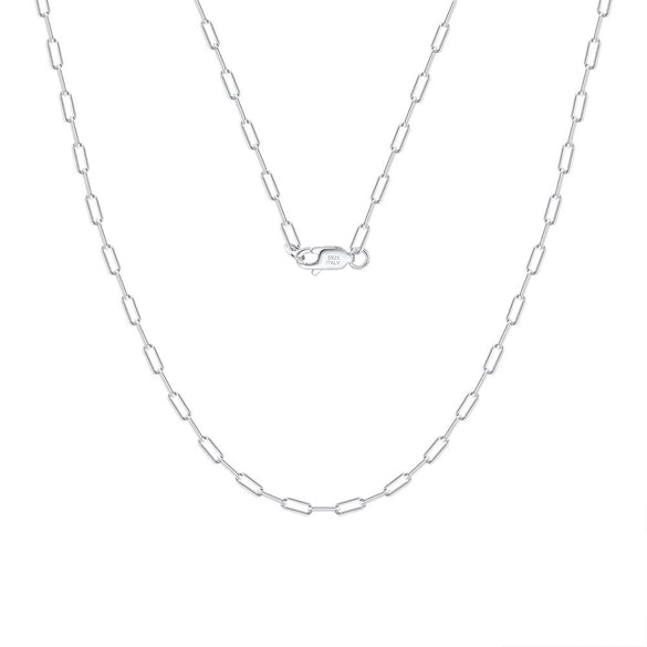 Wholesale 925 Sterling Silver Geometric Minimalist Paper Clip Chain Necklace Electroplated Unisex