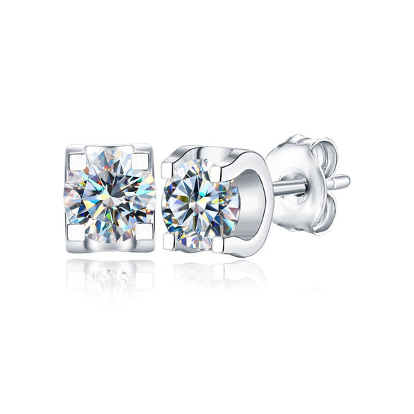 Wholesale 925 Sterling Silver Geometric Moissanite Earrings For Women Simple Elegant Electroplated