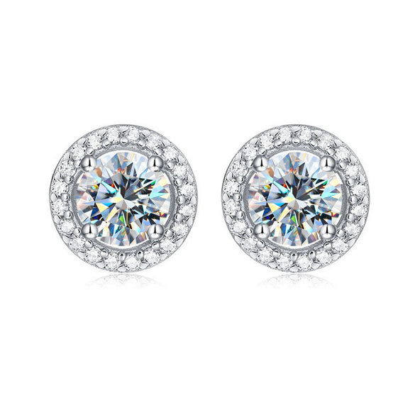 Wholesale 925 Sterling Silver Geometric Moissanite Earrings For Women Simple Elegant Electroplated