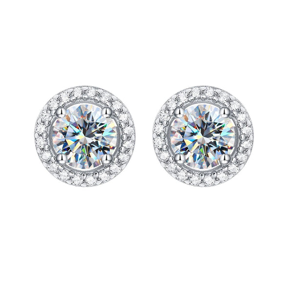 Wholesale 925 Sterling Silver Geometric Moissanite Earrings For Women Simple Elegant Electroplated