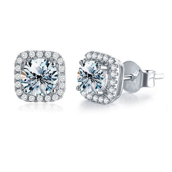 Wholesale 925 Sterling Silver Geometric Moissanite Earrings For Women Simple Elegant Electroplated