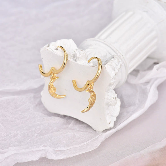 Wholesale 925 Sterling Silver Geometric Moon Ear Buckle Earrings For Women Electroplated