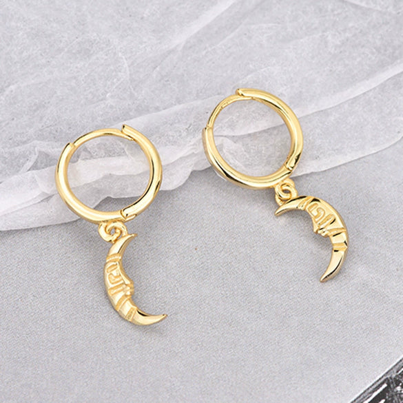Wholesale 925 Sterling Silver Geometric Moon Ear Buckle Earrings For Women Electroplated