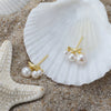 Wholesale 925 Sterling Silver Geometric Moonshaped Natural Baroque Pearl Women's Earrings With Electroplating