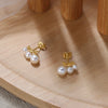 Wholesale 925 Sterling Silver Geometric Moonshaped Natural Baroque Pearl Women's Earrings With Electroplating