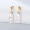Wholesale 925 Sterling Silver Geometric Natural Baroque Pearl Women's Earrings
