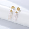 Wholesale 925 Sterling Silver Geometric Natural Baroque Pearl Women's Earrings