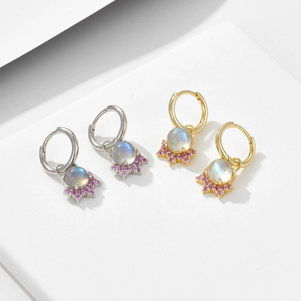 Wholesale 925 Sterling Silver Geometric Natural Pull Stone Women's Earrings