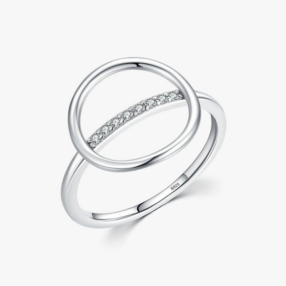Wholesale 925 Sterling Silver Geometric Niche Design Micro Inlay Ring Jewelry