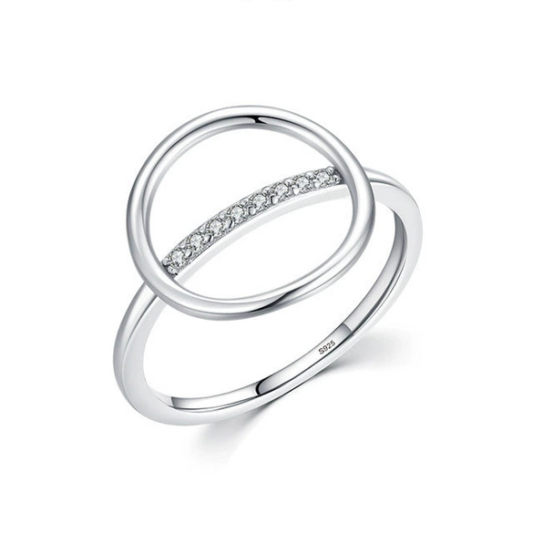 Wholesale 925 Sterling Silver Geometric Niche Design Micro Inlay Ring Jewelry