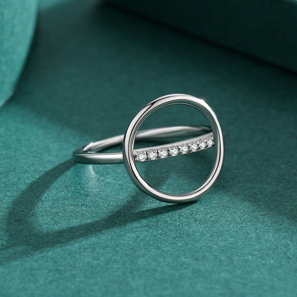 Wholesale 925 Sterling Silver Geometric Niche Design Micro Inlay Ring Jewelry
