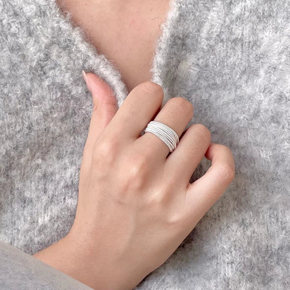 Wholesale 925 Sterling Silver Geometric Opening Ring For Women With Electroplating Treatment