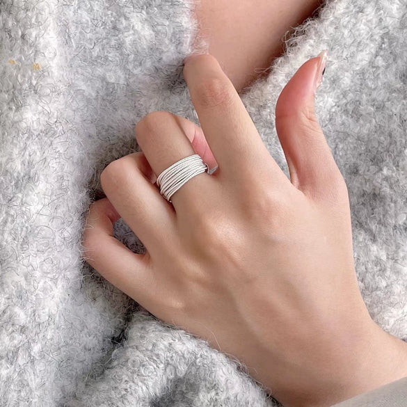 Wholesale 925 Sterling Silver Geometric Opening Ring For Women With Electroplating Treatment