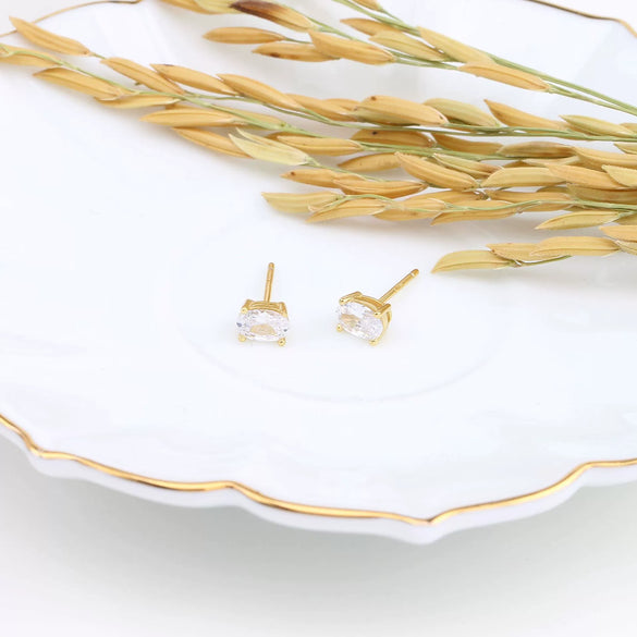 Wholesale 925 Sterling Silver Geometric Oval Inlaid Zircon Earrings For Women